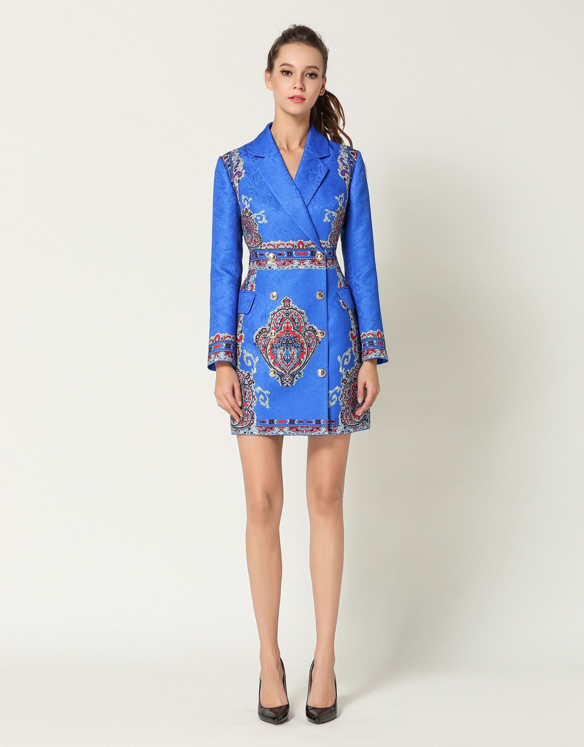 comino couture blue blazer dress