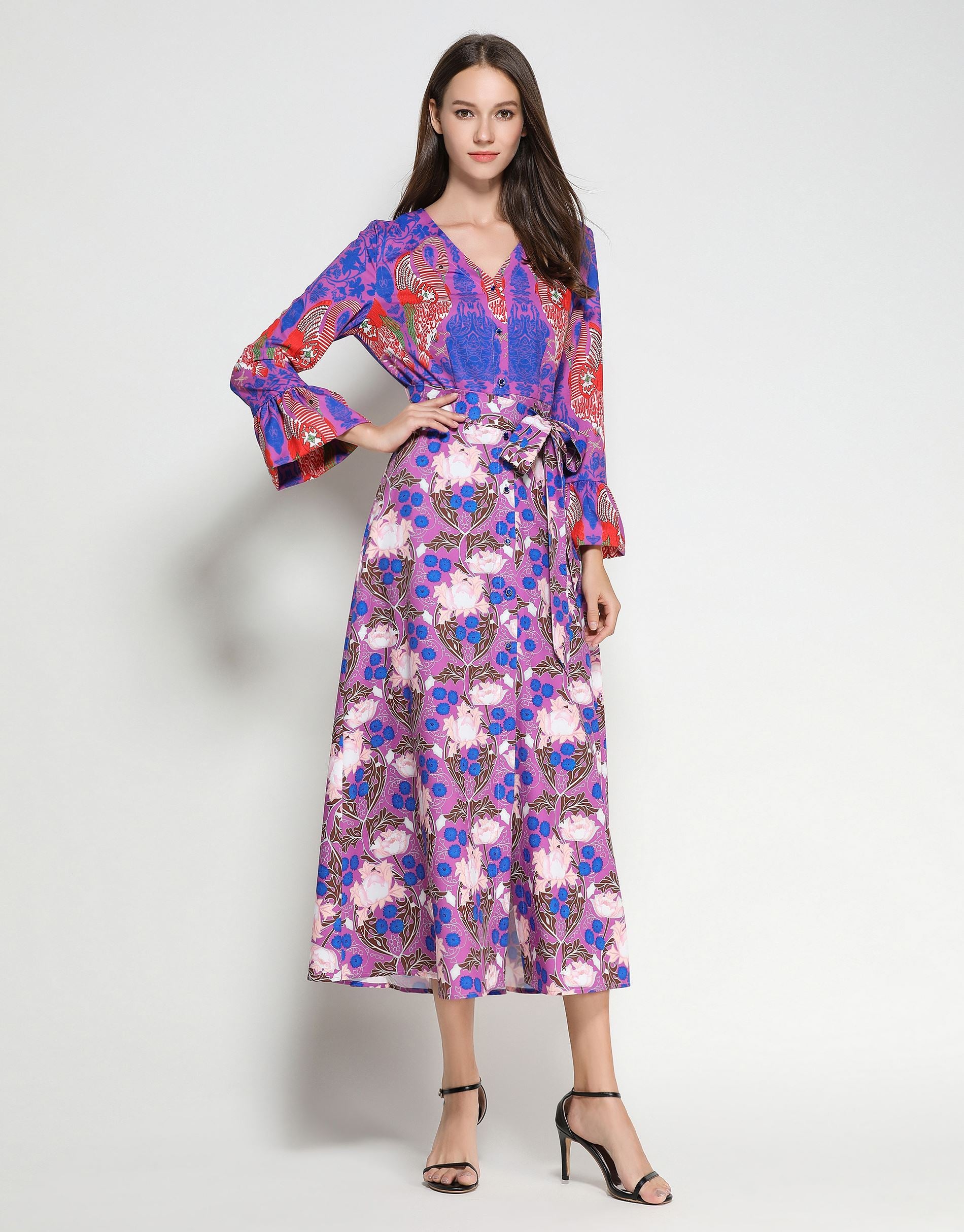 comino couture flamingo maxi dress