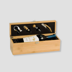 Engraved Bamboo Wine Bottle Gift Box with Tools