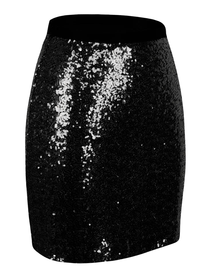 PrettyGuide Women's Sequin Skirt High Waist Glitter Bodycon Holiday Co