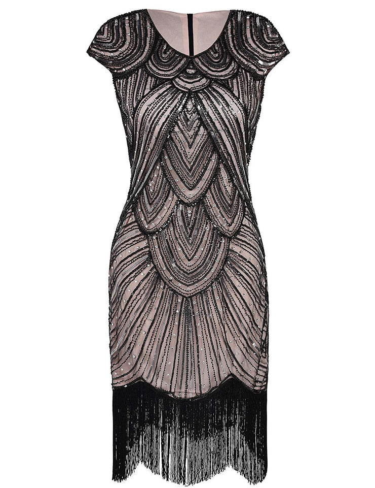 PrettyGuide Women's 1920s Flapper Dress Crystal Sequin Embellished Fr