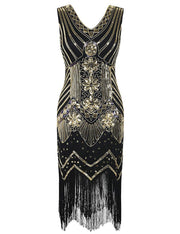 PrettyGuide Women 1920s Dress V Neck Beaded Sequin Deco Gatsby Inspir