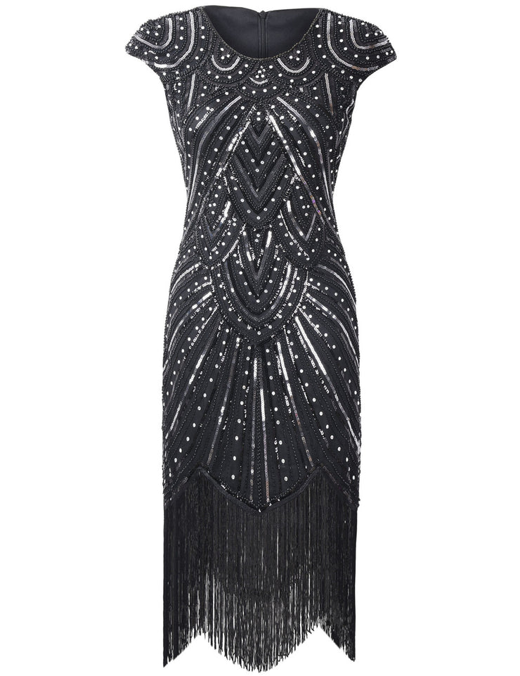PrettyGuide Women's 1920s Flapper Dress Crystal Sequin Embellished Fr