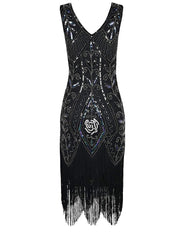 PrettyGuide Women Flapper Dress 1920s Gatsby Art Deco Fringed Sequin