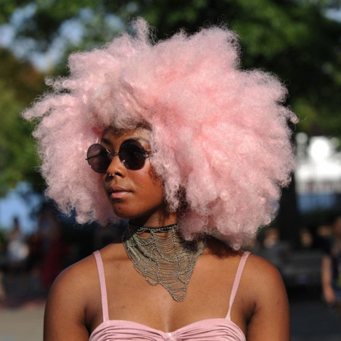 pastel pink afro hair festival