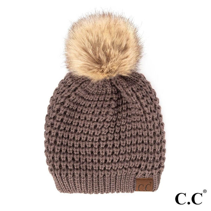 CC Beanies Diagonal Stripes Cross Pattern Pom Beanie for 