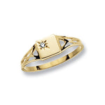 9CT YEL GOLD MAIDENS' SIGNET SQUARE CZ RING