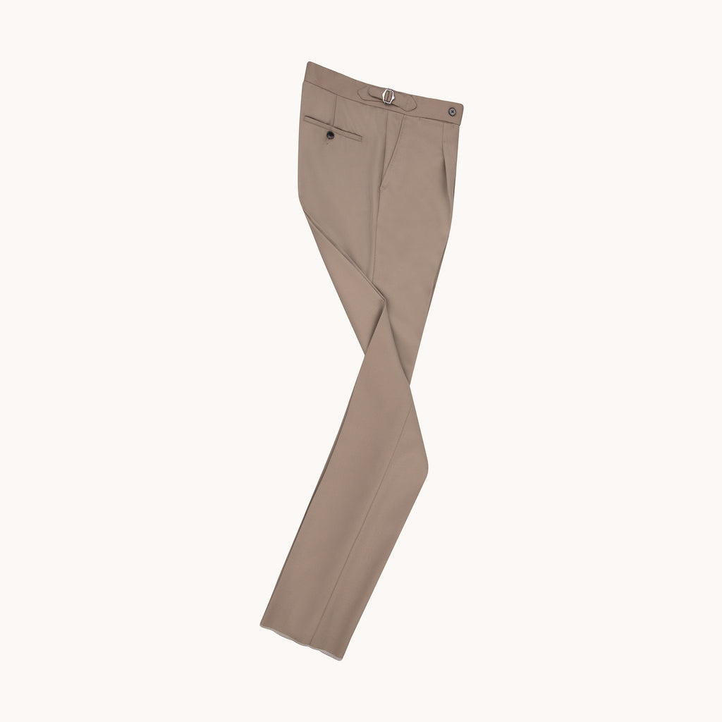 Garment Washed Flat Front Trouser - Stone Cotton Drill – Natalino