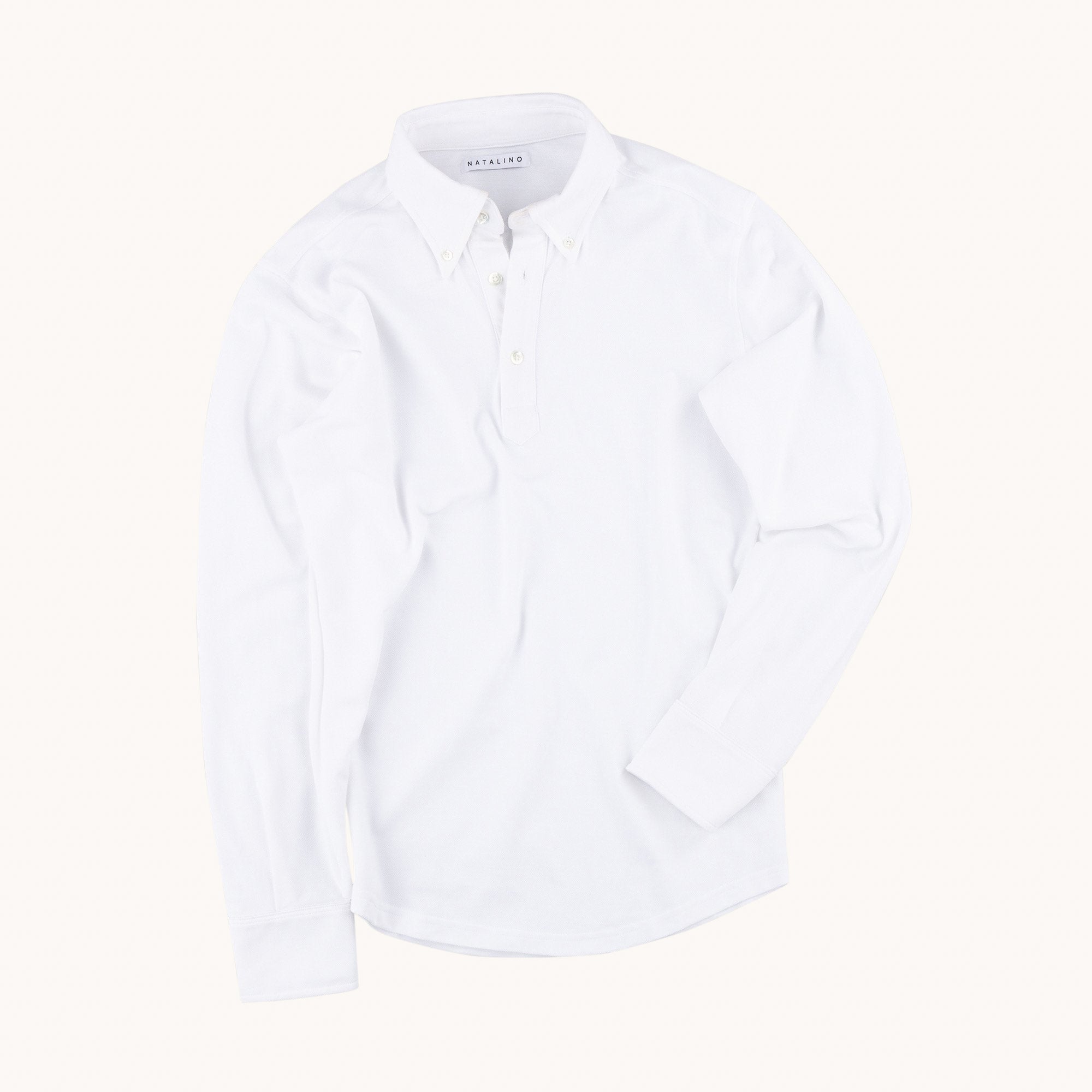 white polo shirt long sleeve