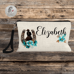 The Naughty Equestrian Personalized Cowgirl Horseshoe Makeup Bag