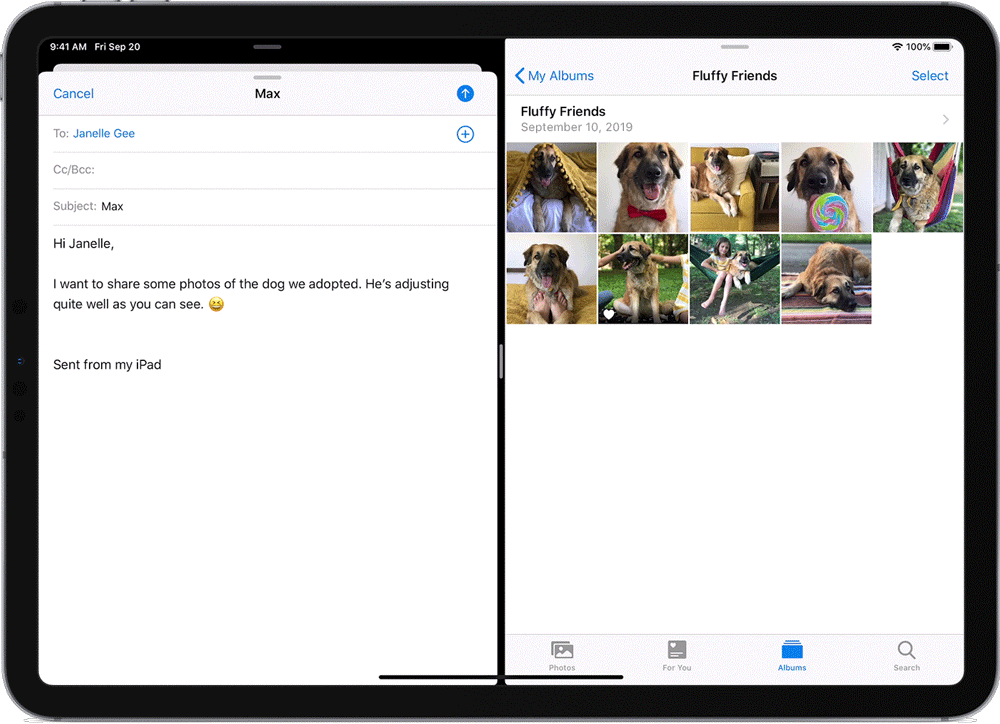 Split screen feature on the iPad