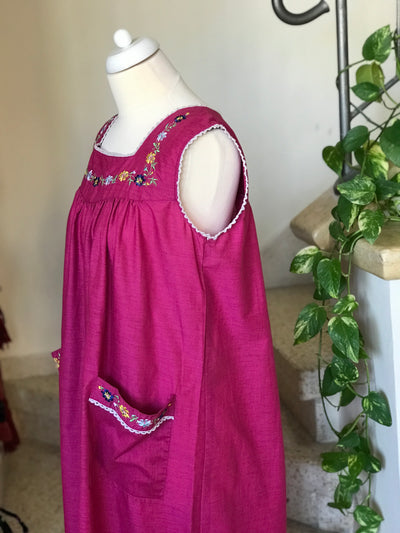 1980s Vintage Mexican Style Sleeveless Midi Dress