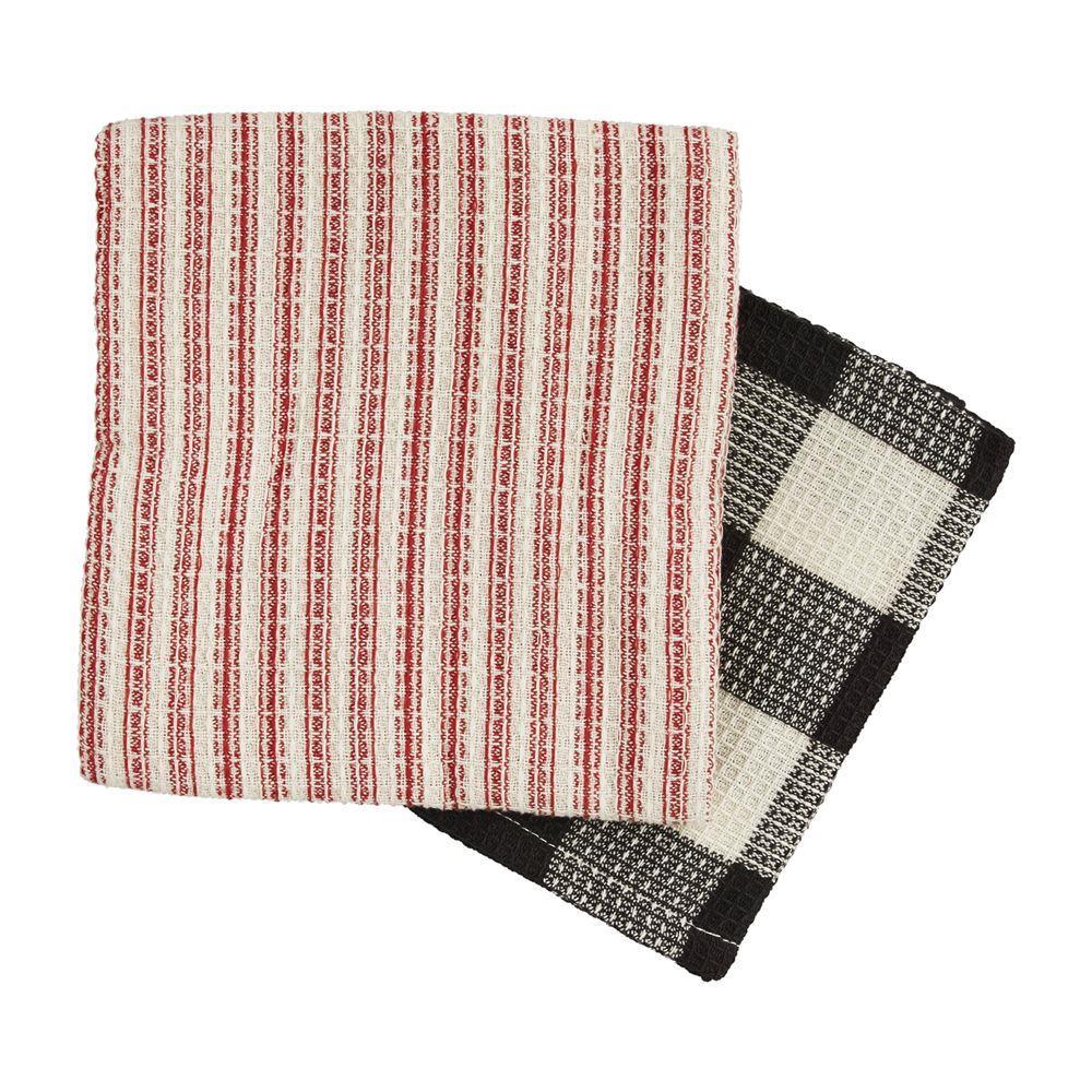 Red Stripe Waffle Towel Set