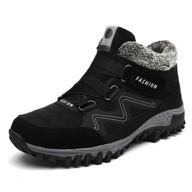 Man's winter thermal velvet velcro buckle trendy joker hiking sneakers ...