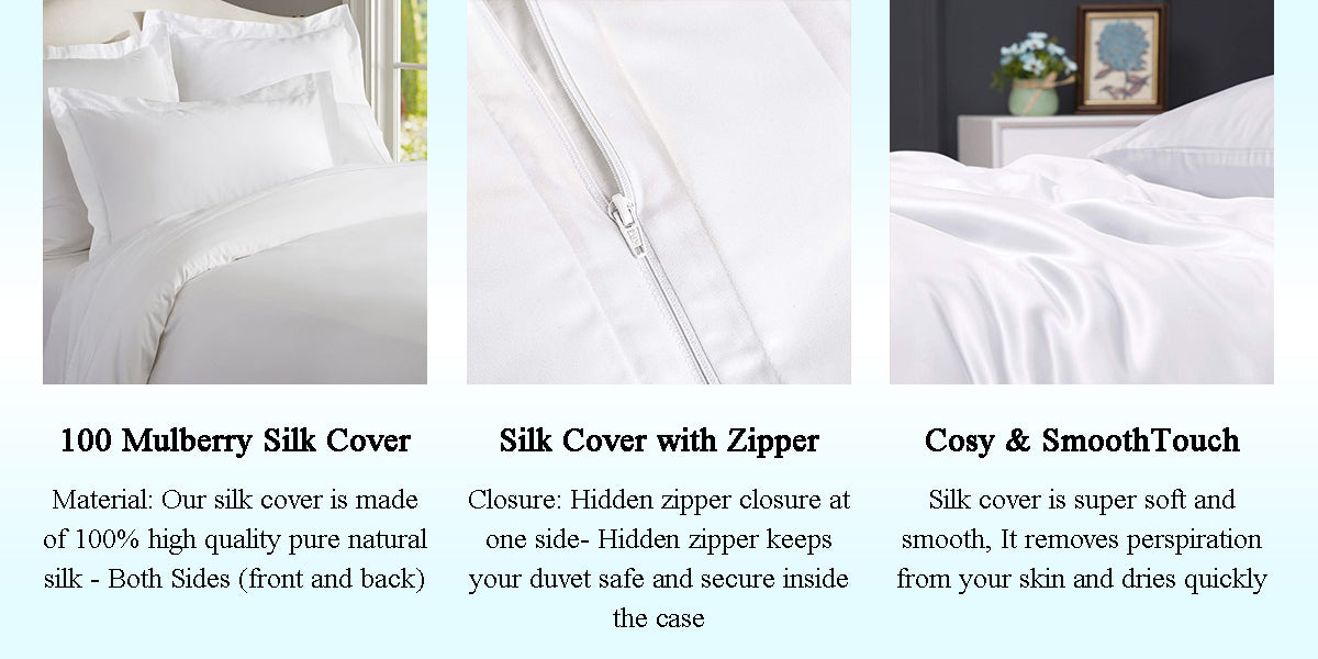Outlet 22 Momme Silk Duvet Cover - Silver | Mulberry Park Silks