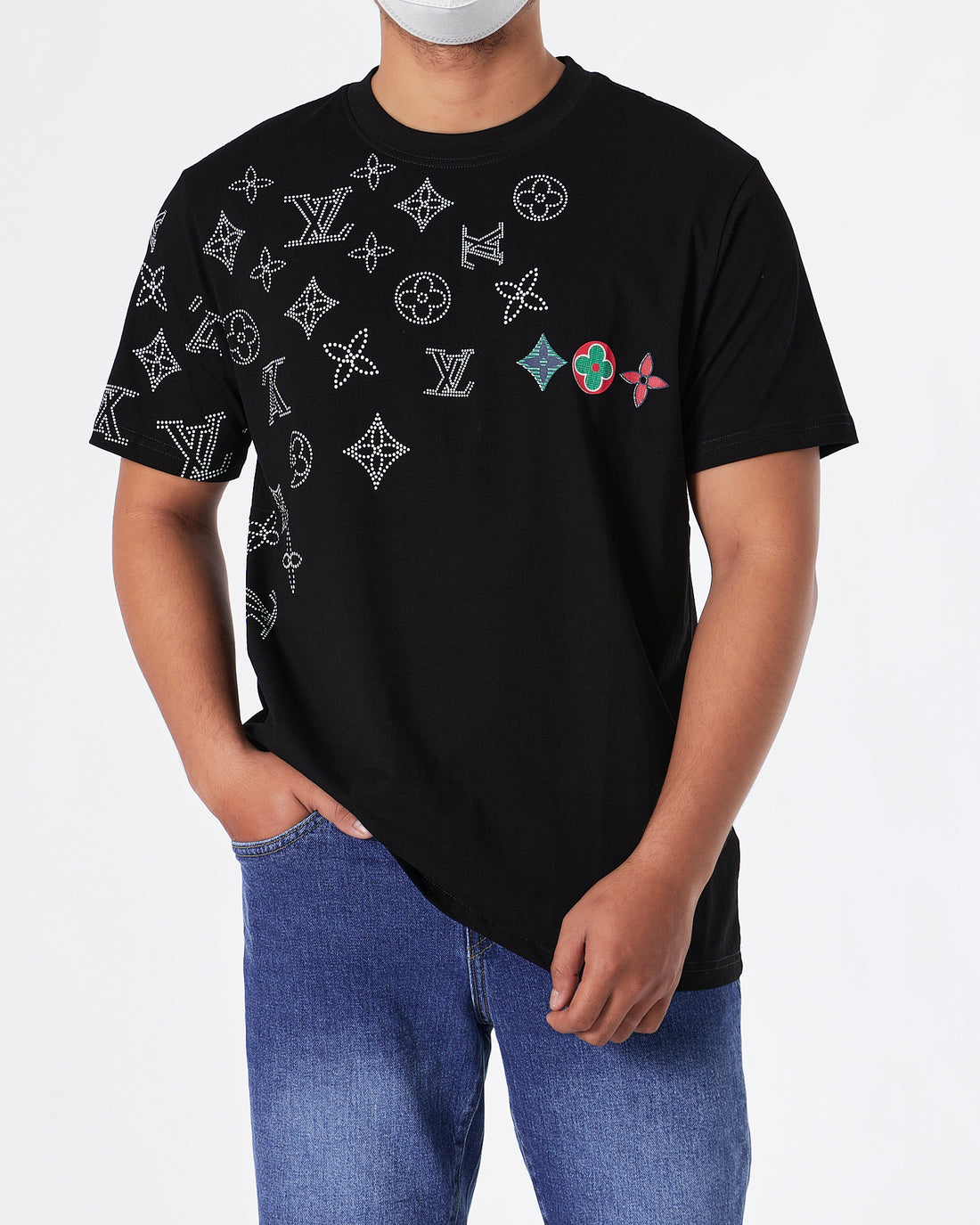 Lv Multicolor Monogram Printed T-shirts