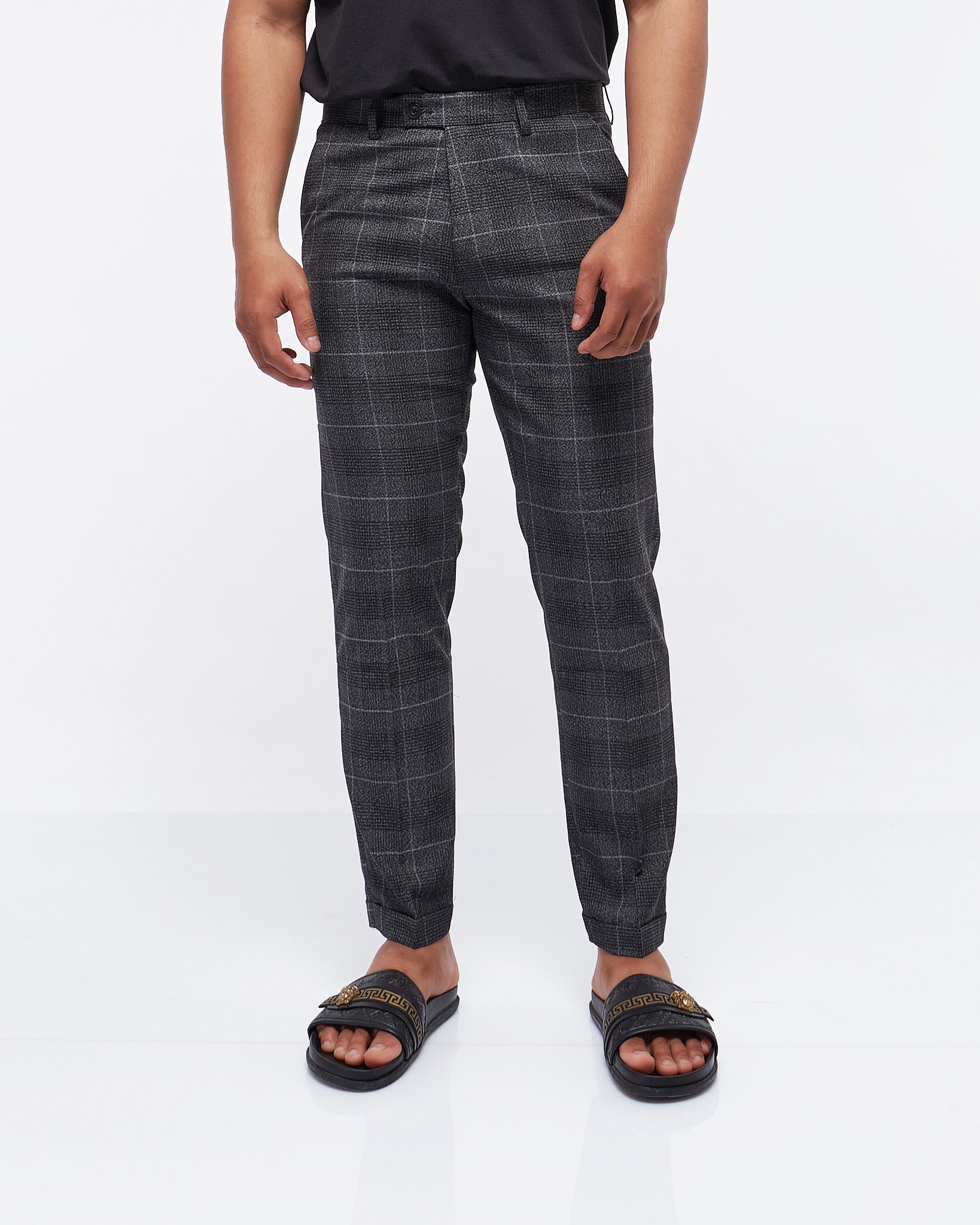 Stylish Slim Fit Men's Plaid Checkered Trousers for Business and Casual  Attire | eBay