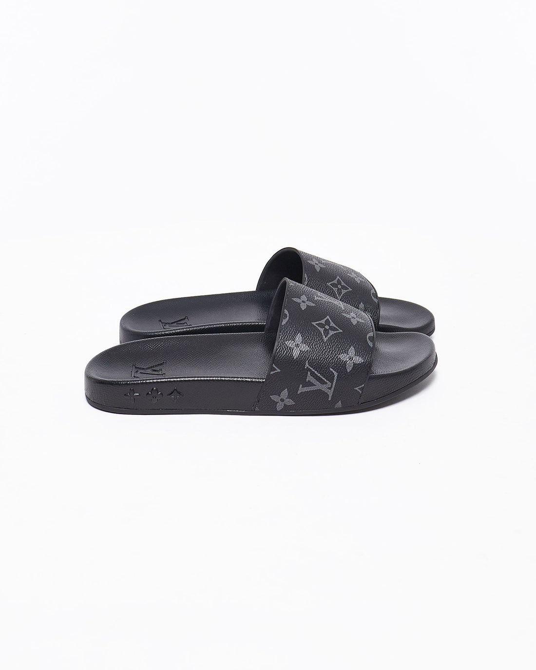 LOUIS VUITTON Velvet Embroidered Monogram Dreamy Slipper 37 Black 1129282