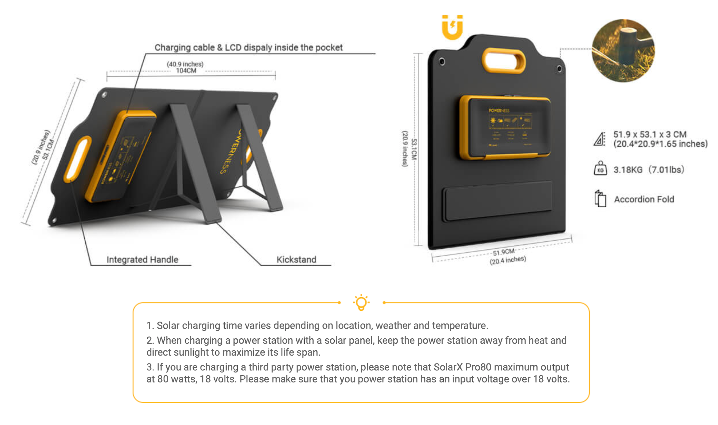 Powerness 80 watt solar panel