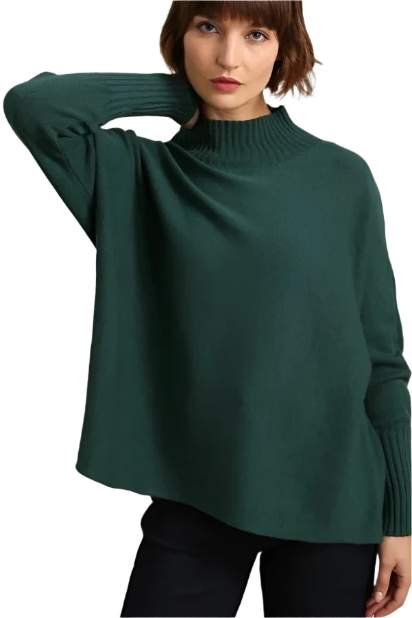 Made In Italy Ribbed Deep Cuff And Neck Sweater One Size