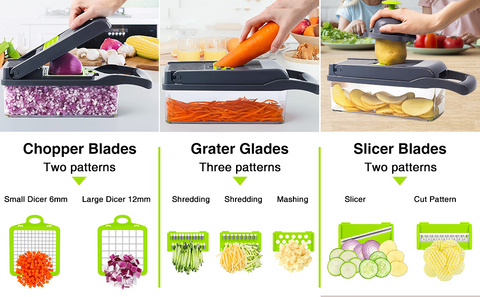 12 in 1 Vegetable Chopper, Multifunctional Vegetable Fruits Cutter Kit –  Arkartech