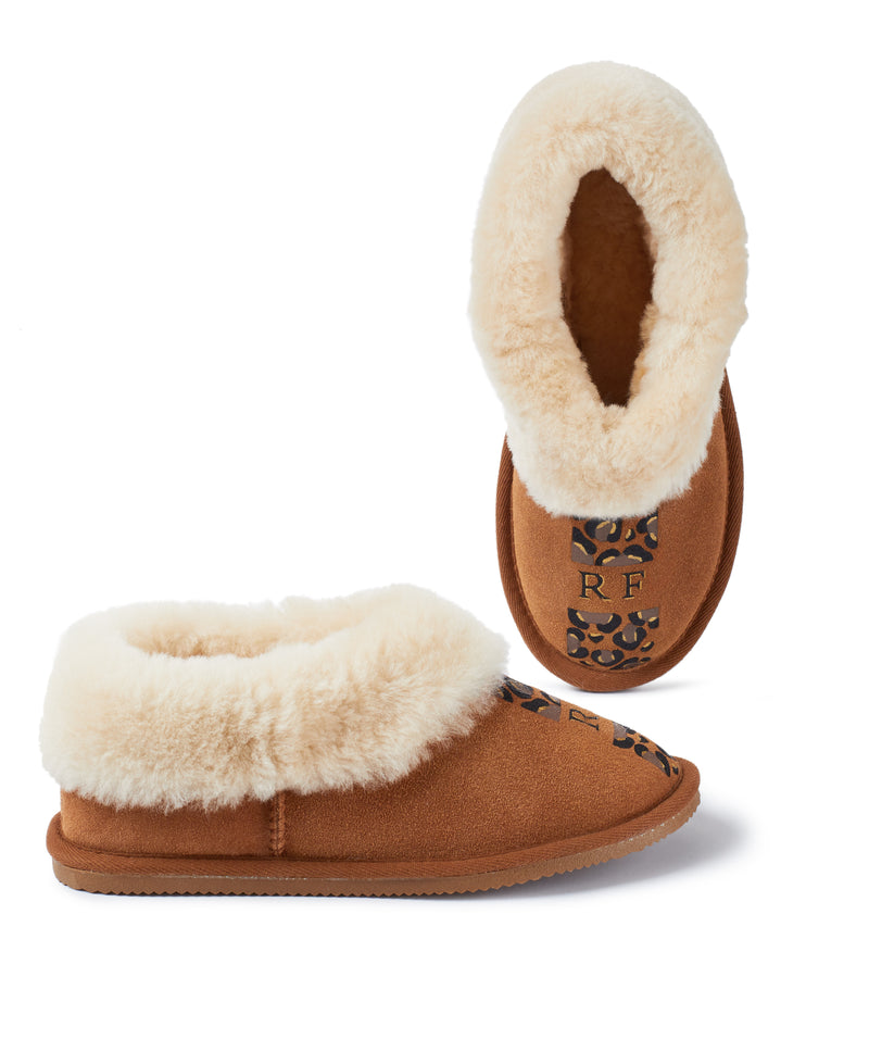 leopard print sheepskin slippers