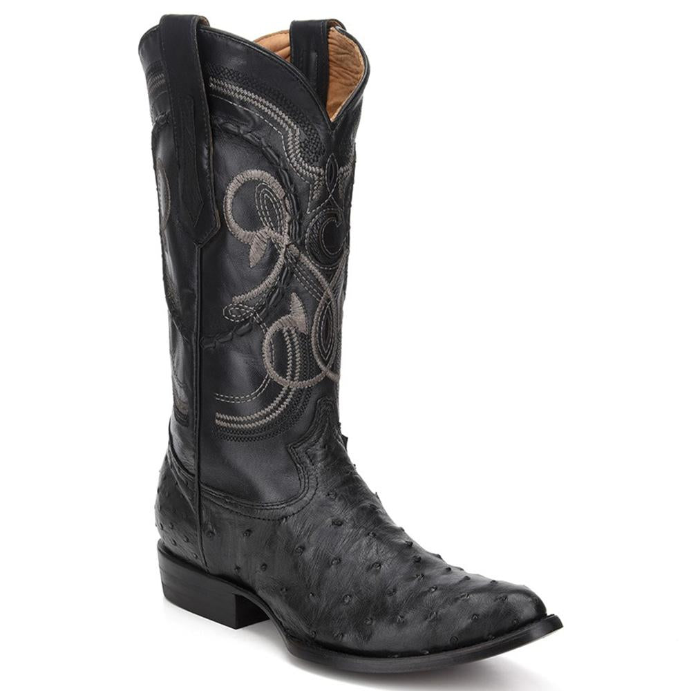 Cuadra Men's Black Ostrich Cowboy Boots R-Toe - Black – RR Western Wear