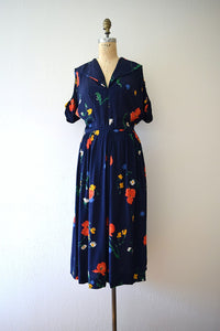 1940s rayon dress . vintage 40s floral print dress