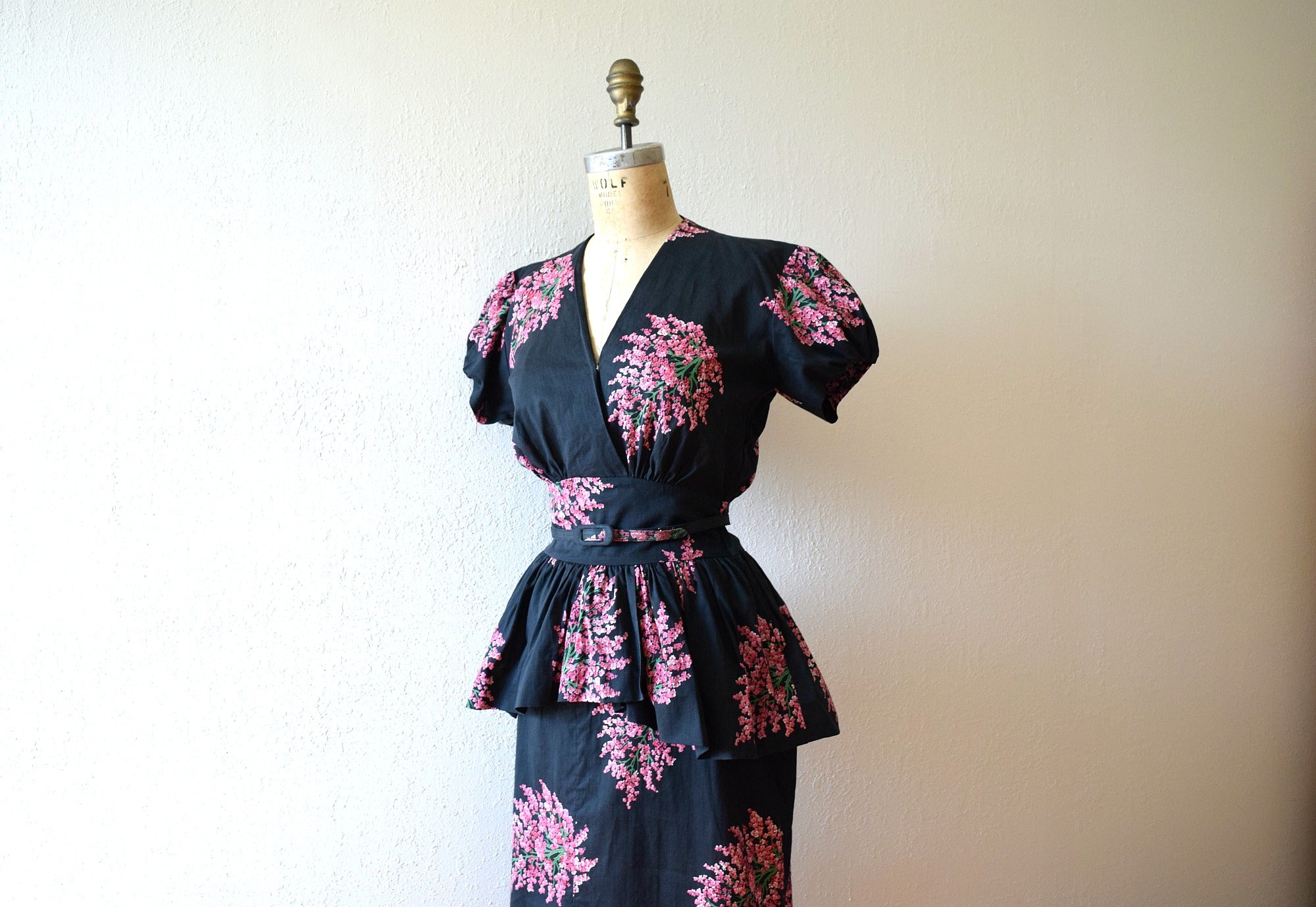 dark floral dress with sleeves