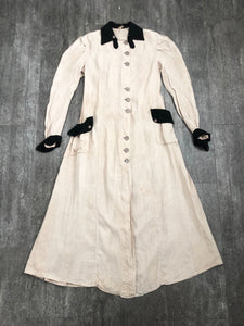 Antique linen duster . vintage motoring coat . size m to l