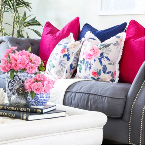 pink and blue cushions