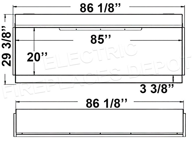 Amantii Tru View Bespoke 85-inch 3-Sided View Built In Indoor Outdoor Smart Electric Fireplace -TRV-85-BESPOKE Dims