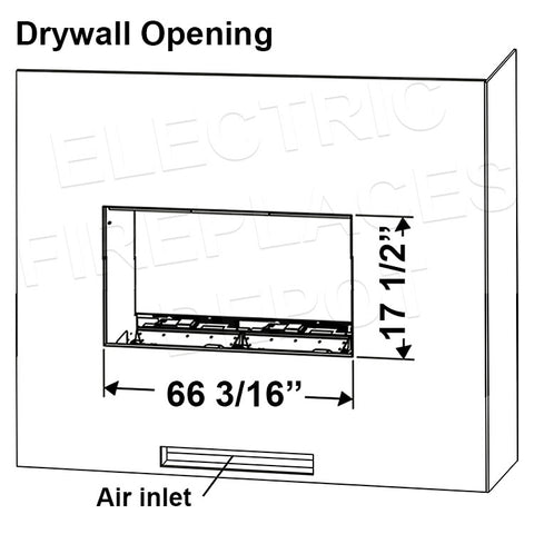 Dimplex Optimyst 66 inch Linear Water Vapor Built-In Electric Fireplace - Water Mist Fireplace with Heater OLF66-AM Opening