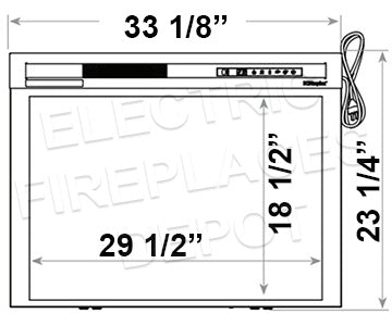 Dimplex 33 Inch Multi-Fire XHD Electric Firebox Insert with Acrylic Glass - Dimplex XHD33G Plug-In Electric Fireplace Dimensions