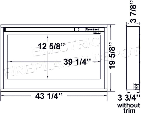 Dimplex Multi-Fire Slim 42 Inch Recessed Wall Mount Linear Smart Electric Fireplace Insert - PLF4214-XS -Dimensions