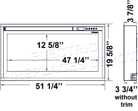 Dimplex Multi-Fire Slim 50 Inch Recessed Wall Mount Linear Smart Electric Fireplace Insert - PLF5014-XS -Dimensions