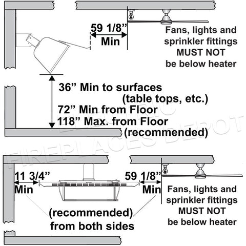 Dimplex DIRP 1500W Outdoor Indoor Electric Heater | DIRP Infrared Electric Heater | DIRP15A10GR  Clearances