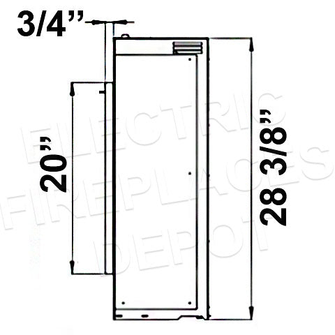 Flamerite Fires E-FX Slim Line 28-inch Built-In Electric Firebox - SL 600 - Electric Fireplace E-FX Slim EFX-SL-600 Dims