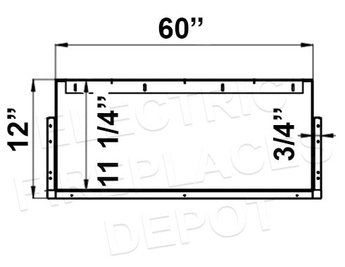 Flamerite Fires E-FX 60-inch 3-Sided 2-Sided Built In Electric Fireplace - FLR-FP-EFX-1500 | Multi Side View E-FX Series  Dims