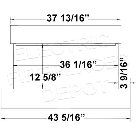 Hearth & Home SimpliFire Format 43-inch Floating Mantel Wall Mount Electric Fireplace in White SF-FM43-WH Dimensions