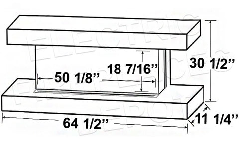 Modern Flames Orion Multi 64 inch 3-Sided Electric Fireplace Wall Mount Studio Suite Mantel Weathered Walnut  WSS-OR52-WW Dims