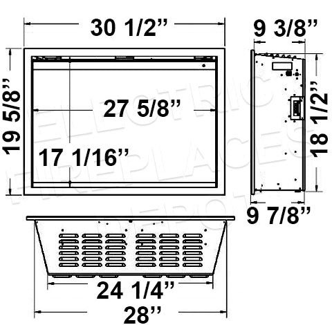 Modern Flames Orion Traditional 30 Heliovision Virtual Built-In Electric Firebox Dims
