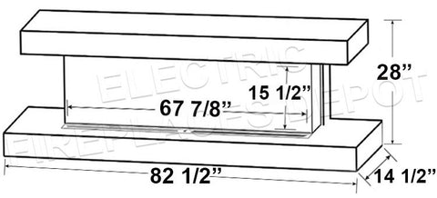 Modern Flames Landscape Pro 82 in 3-Sided Electric Fireplace Wall Mount Studio Suite Mantel in Coastal Sand | WMC68LPMCS Dims