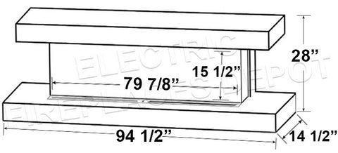 Modern Flames Landscape Pro 94 in 3-Sided Electric Fireplace Wall Mount Studio Suite Mantel Weathered Walnut | WMC80LPMWW Dims