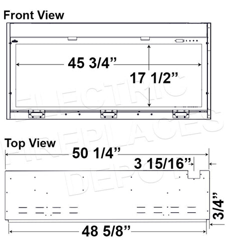 Napoleon Astound 50 inch Smart Built-In Wall Mount Electric Fireplace Insert - Linear Modern Fireplace - NEFB50AB Dims