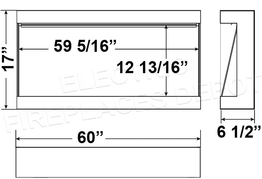 Napoleon Trivista Pictura 60 in 3-Sided Wall Mount Electric Fireplace | Surface Mount Electric Fireplace | NEFL60H-3SV Dims