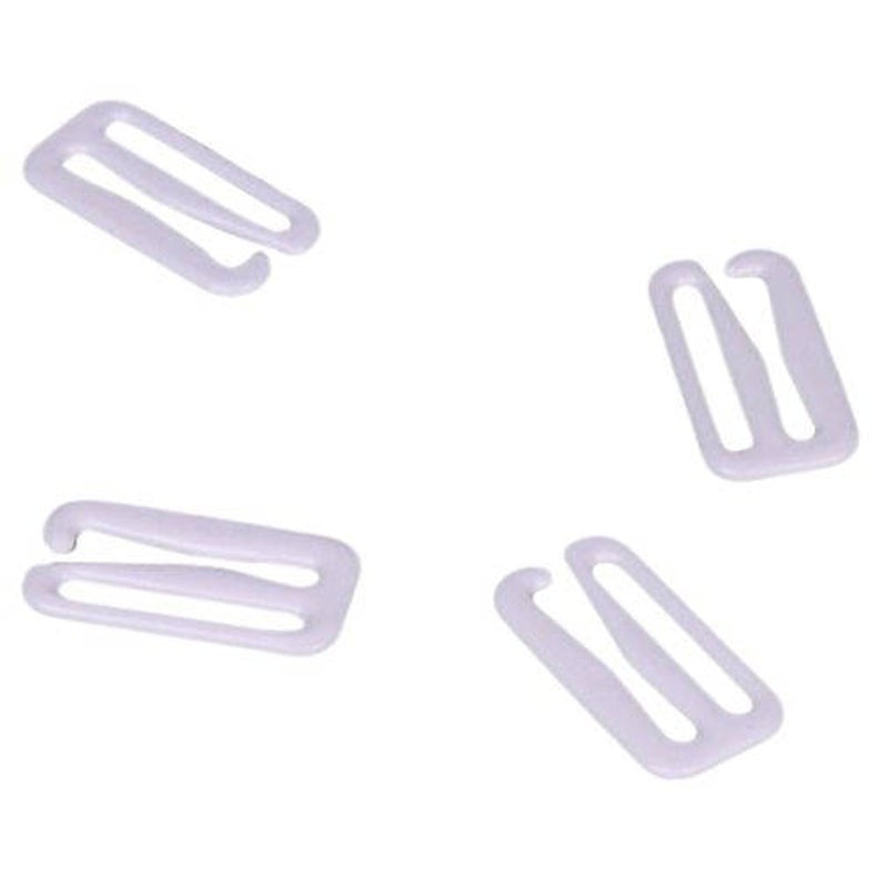 Dyeable White Plastic Bra Hooks - 5 Sizes