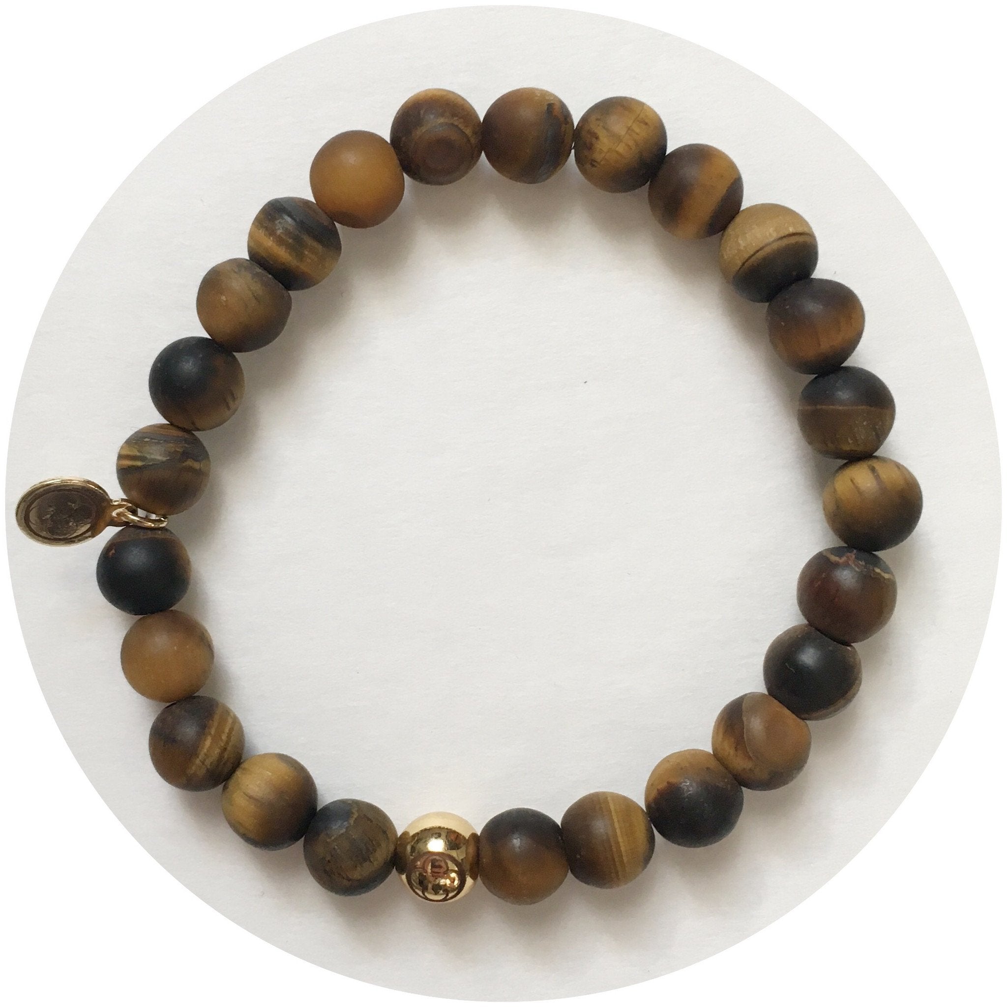 Mens Matte Tiger Eye with Gold Accent