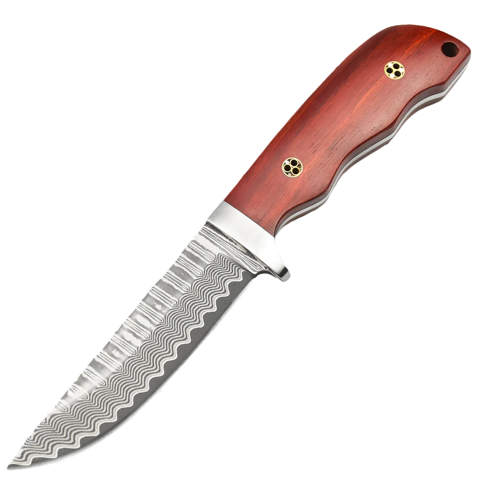 Nedfoss Hunter Damascus Fixed Blade Knife, 3.4"VG10 Damascus Steel Blade and Sandalwood Handle, Comes with Retro Leather Sheath