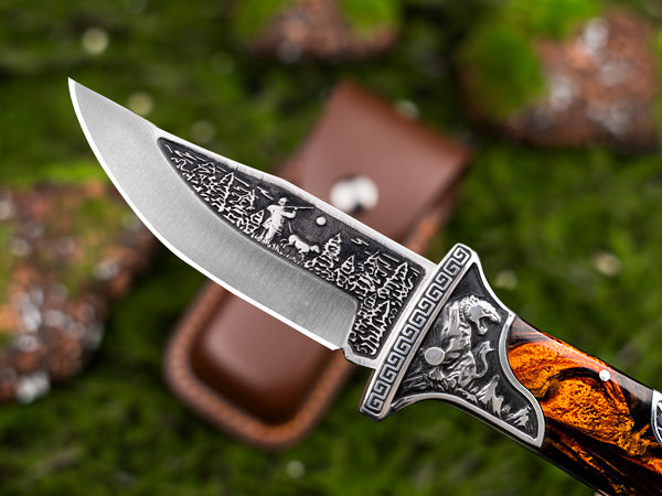 NedFoss tiger-shark 2.75 Damascus Pocket Knife with Engraved